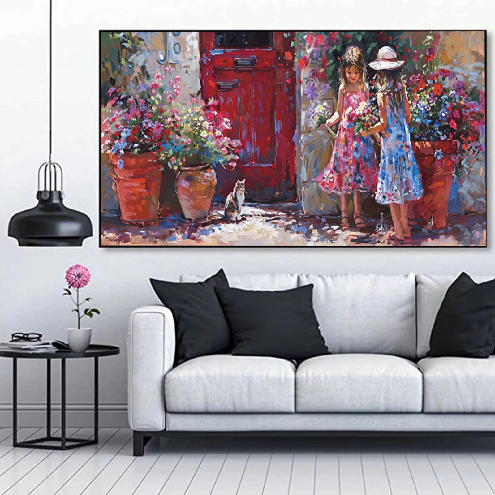 Pintar por Numeros Adultos Flor, Cuadros para Pintar por Numeros, DIY Pintar Por Numeros Gatos, Kit de Pintura al óleo de Lienzo DIY para con Pinceles, Pigmento Acrílico 100x200cm con Marco 0-3
