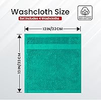 Vista 29 de Infinitee Xclusives Paños de lavado de 100 % algodón de alta calidad para ducha, paquete de 4, 12 x 12 pulgadas, altamente absorbentes, para baño