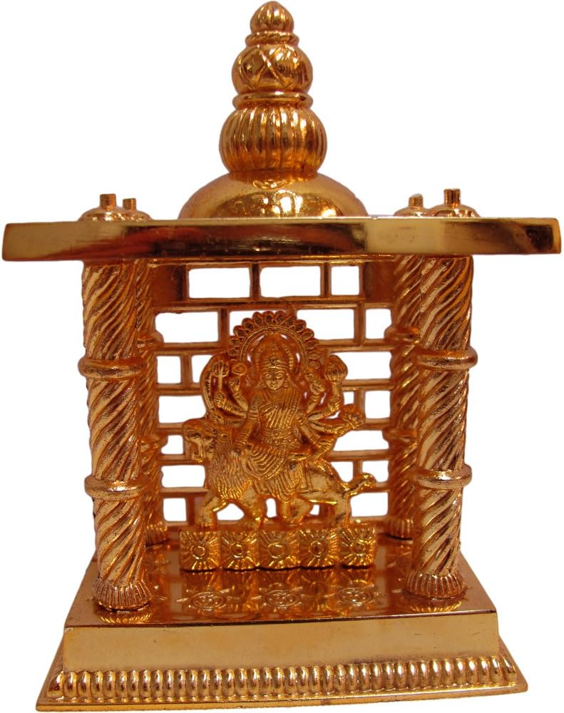 Durga Parvati Golden Brass Hindu Goddess of Power Shakti Altar Yoga Meditation Statue