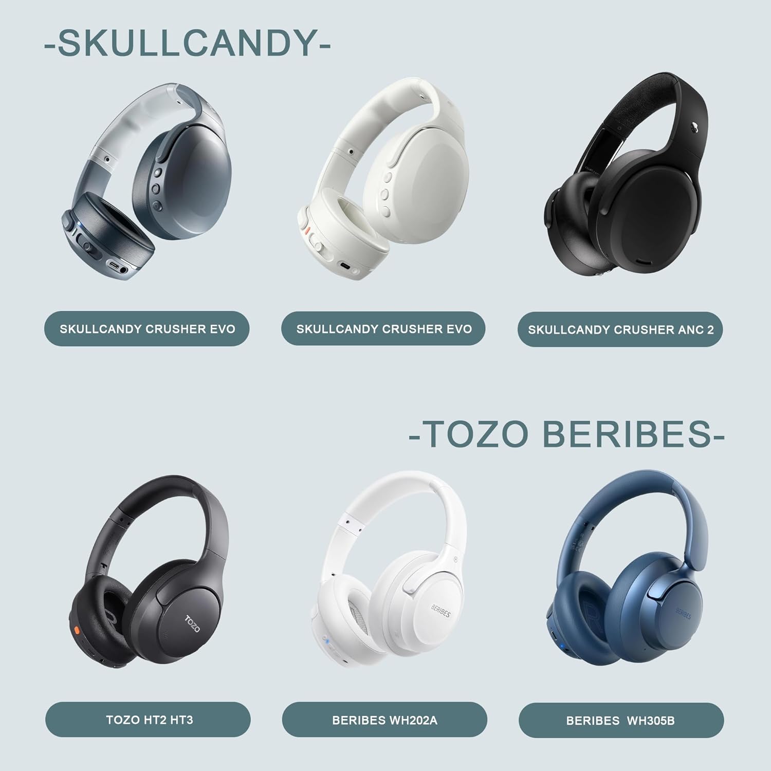 Headphone Storage Case for Skullcandy Crusher Evo ANC 2,TOZO,BERIBES,Hard EVA Portable Carrying Case for Wireless Headphone with Pocket for Cable - Image 2