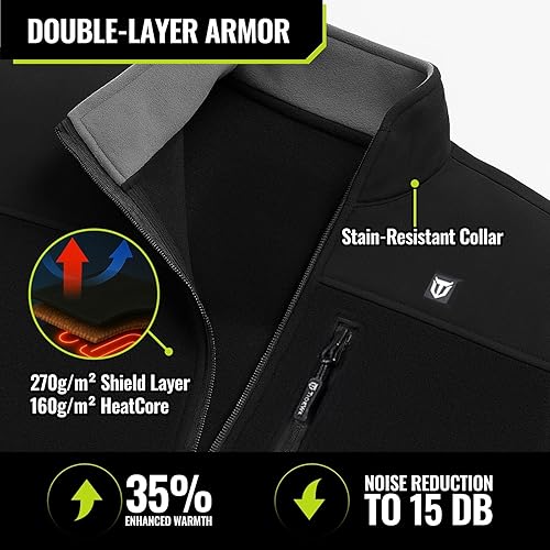 Miniatura 3 de TIDEWE Chaqueta Calefactable Pro para Hombres, Abrigo de Forro Polar con Batería Recargable para Caza (Negro, Camuflaje, Talla S-XXXL)