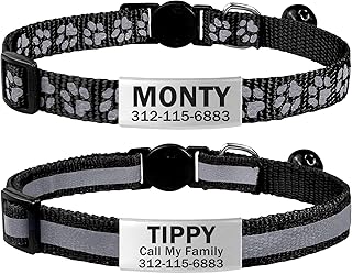 TagME Cat Collar With Name And Telephone Number, Cat Collar With Safety Clasp, Pack Of 2 product image