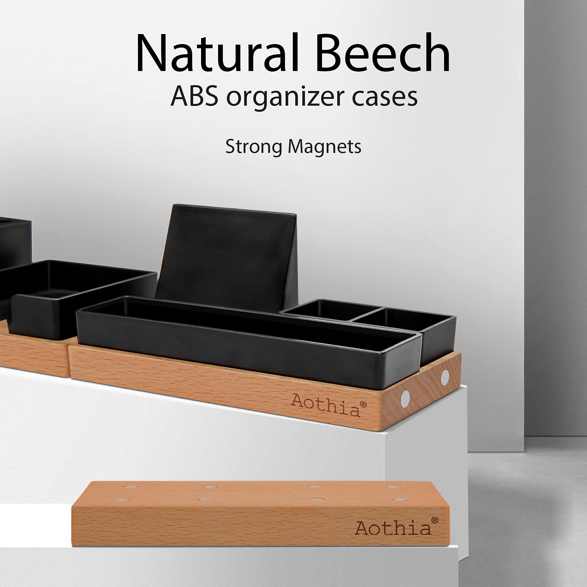Aothia Organiseur de bureau réglable avec porte-crayons pour téléphone et accessoires de bureau, organisation de bureau, noir