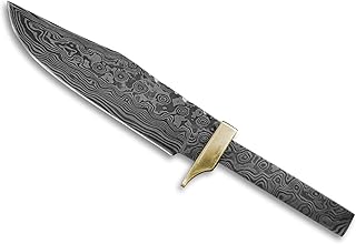 Clip Point Damascus Knife Blank +Brass Finger Guard for Custom Making Knives Blade Blades Blanks Hunting - Whole Earth Supply