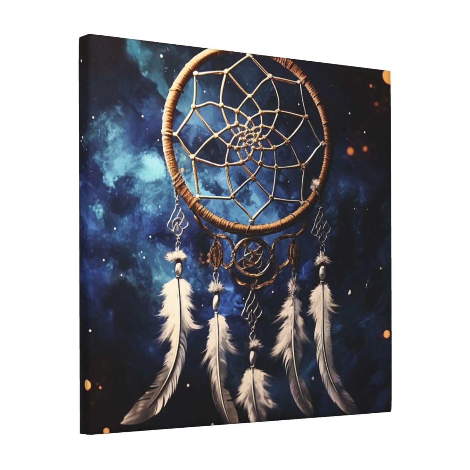 KLOPH White fantasy dream catcher Canvas Wall Art for Living Room 12"x12" Modern Artwork Painting for Bathroom Hanging Canvas Prints Aesthetic Wallart for Bedroom Kitchen Office Wall Decor