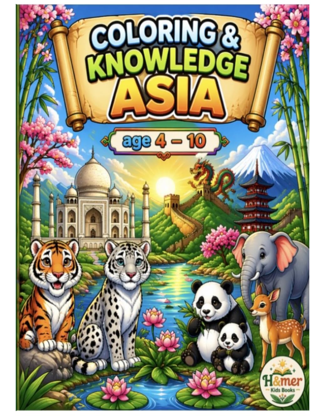 Asia Coloring Book for Kids: Animals, Maps, Fun Facts & Easy Coloring: A Fun and Educational Coloring Adventure for Boys and Girls – Learn African Animals, Landmarks & Culture