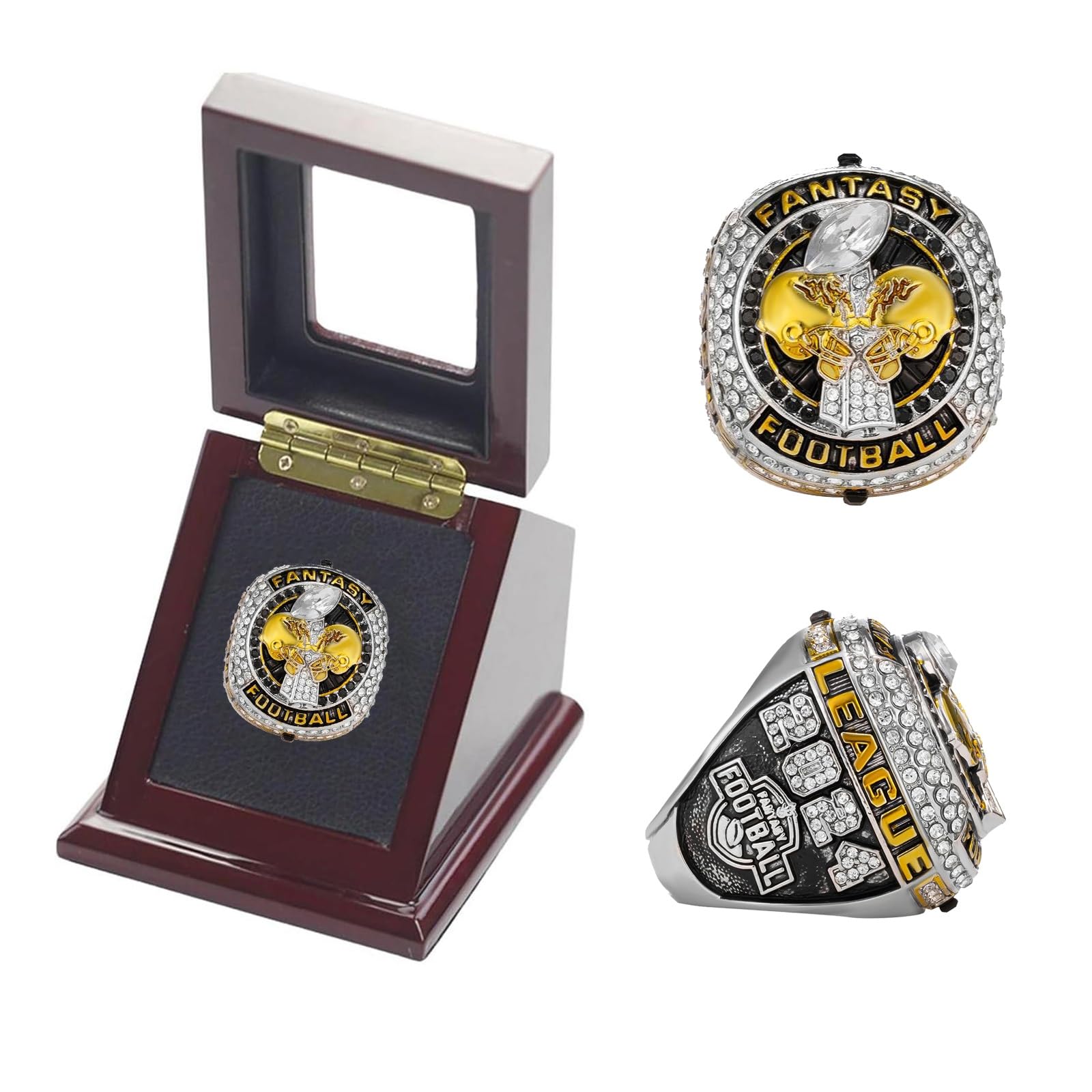 2024 Fantasy Football Ring mit Vitrine Championship Ring FFL Champions Ring Souvenir Fan Geschenk(Size:11)