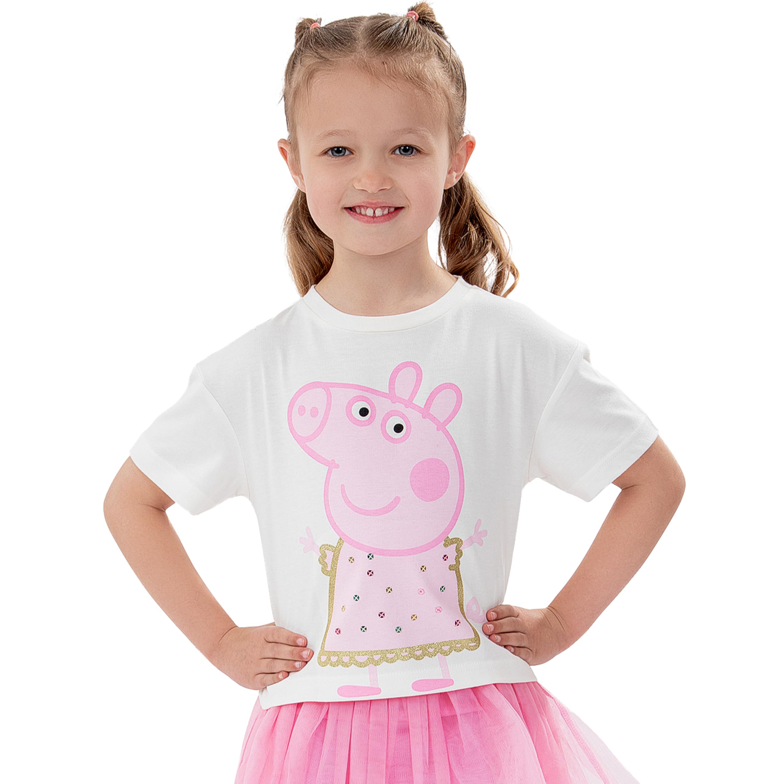 Peppa Pig Maglietta Ragazza E Gonna, Set 2 Pezzi Maglia E Gonna Tulle Bambina, Set Vestiti Bambina