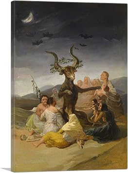 ARTCANVAS Witches Sabbath 1798 Canvas Art Print Stretched Framed Painting Picture Poster Giclee Wall Decor by Francisco De Goya - 12" x 8" 0.75" Deep