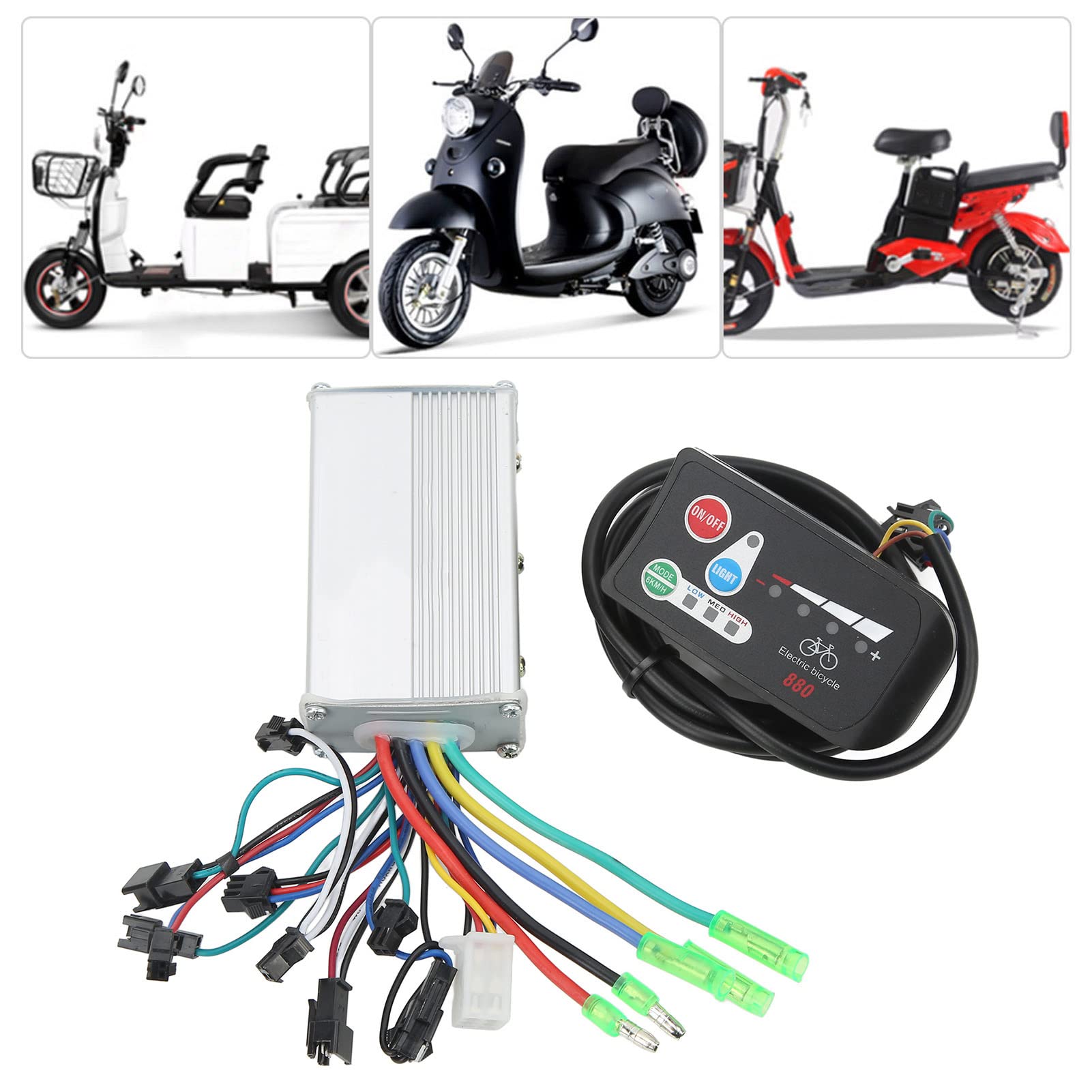 BuyWeek Kit de Contrôleur de Moteur sans Balais pour Vélo Électrique, 48V 250W 350W Kit de Contrôleur sans Balais et Panneau d'Affichage LED 880 pour Vélo Électrique Scooter Électrique
