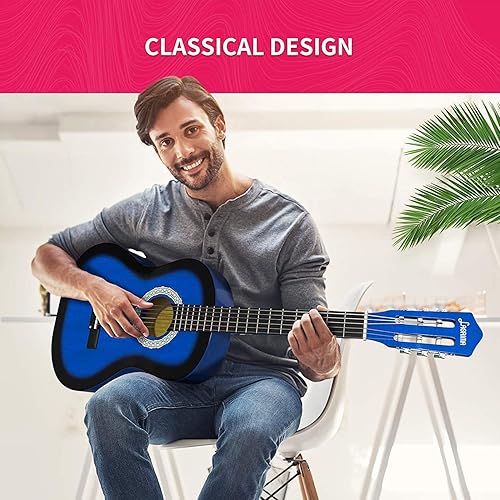 Miniatura 2 de LAGRIMA 38 inch 44 Size Beginner Acoustic Guitar Set Starter Kit wGig Bag Capo Strap Tuner Picks Steel Strings for Kids Adults Blue