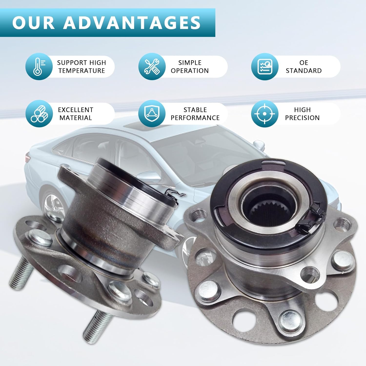 2 Pack 512333 Rear Wheel Bearing and Hub Assembly 4WD/AWD Compatible with Compass Patriot 2007-2017, Dodge Caliber 2007-2008 5 Lug