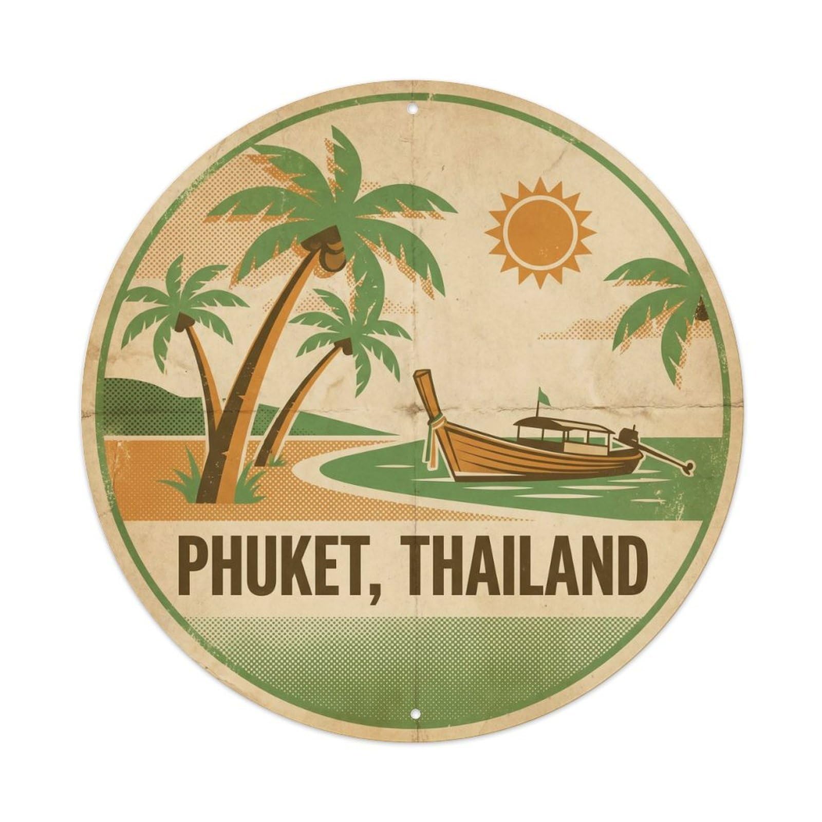 Phuket Palm Grove Coconut Beach Ocean Escape Seaside Metal Tin Sign