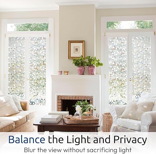 Miniatura 8 de rabbitgoo Película de privacidad para ventana, diseño de arco iris, calcomanías decorativas 3D para ventanas, adhesivos de vidrio removibles para