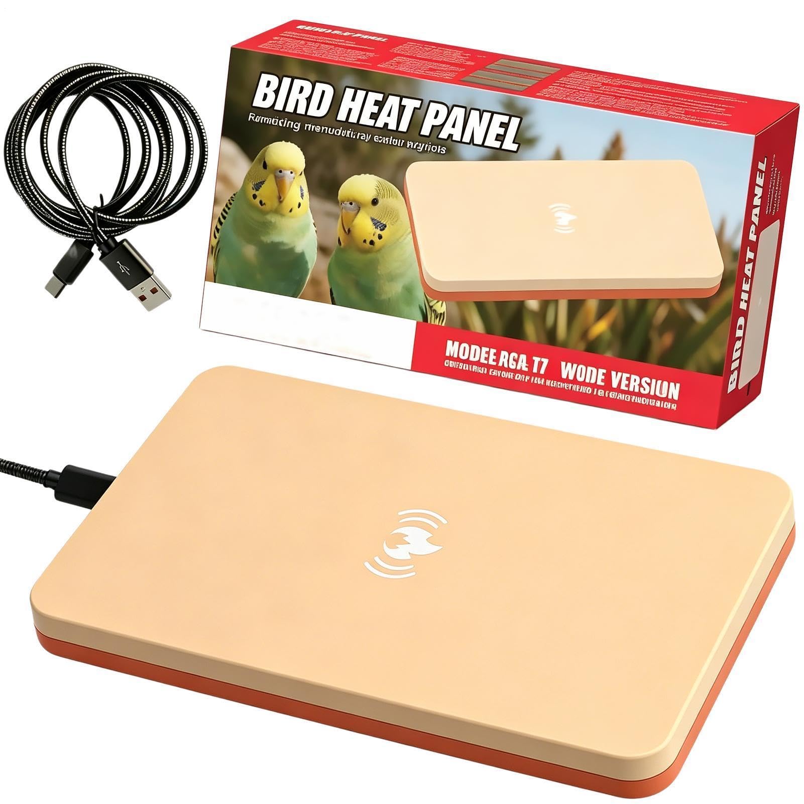 Generico Grzejnik do klatki panel grzewczy USB 18 x 10 cm | Cichy grzejnik papug 5 W przewód 1,5 m na zewnątrz zima