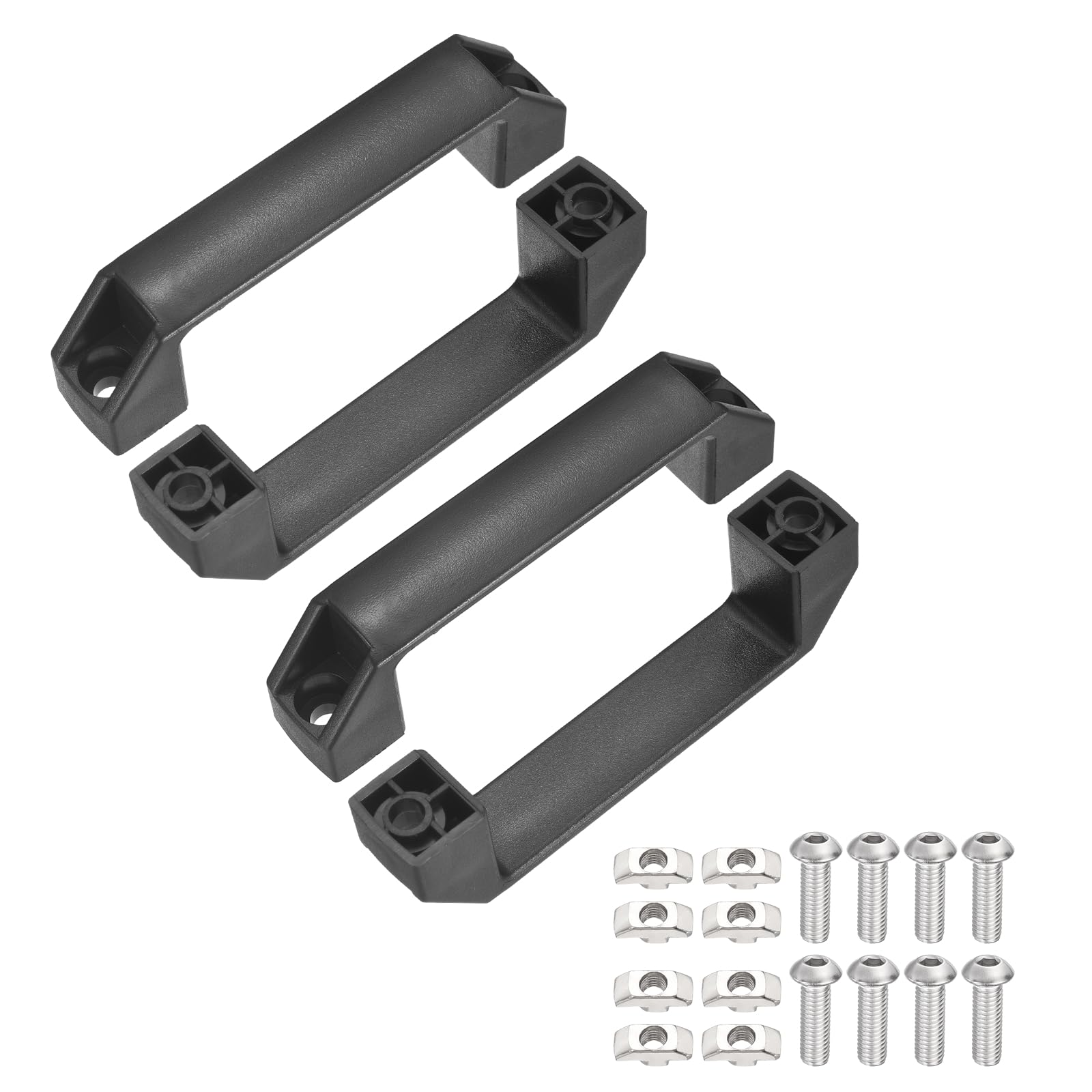 sourcing map 4 Pack Plastic Pull Handles, 5.12 Inch Hole Center Cabinet Handles Rectangular Industrial Handle with Screws Nuts for Luggage Mechanical Equipment Garages Cabinet, Black