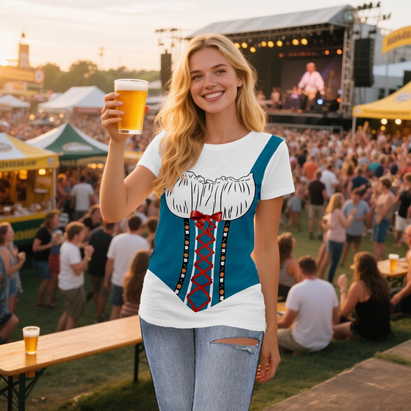 Oktoberfest Shirts for Women German Bavarian Costume T-Shirt Bier Festival Novelty Tee Tops - Image 2