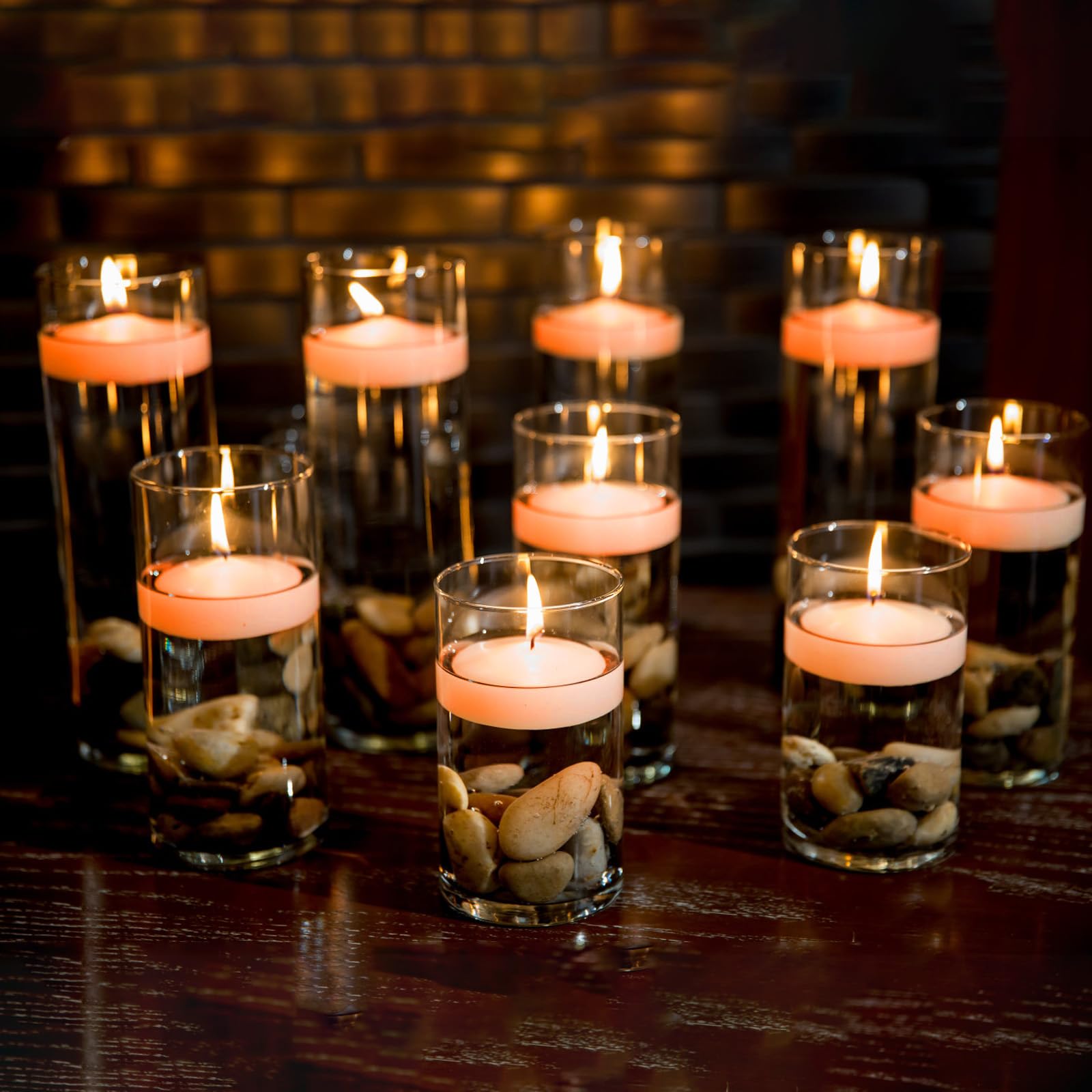 Set di 50 candele galleggianti non profumate, candele decorative galleggianti, per piscina, vasca da bagno, cena, decorazione natalizia, arancione chiaro