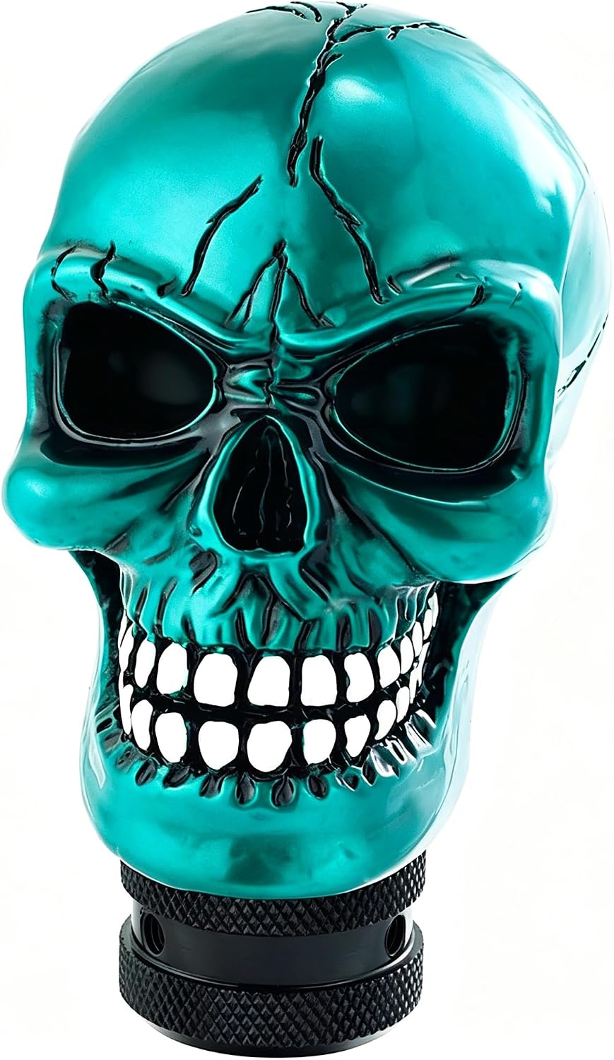 Lunsom Skull Gear Stick Shifter Knob, Resin Gear Shift Head Shifting Stick Handle Car Transmission Fit Automatic Manual Vehicle (Cyan) image 5