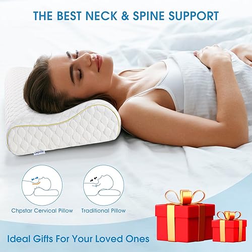 Miniatura 6 de Almohadas de espuma viscoelástica, almohada cervical para dormir lateral, almohada de contorno de cama para dormir, almohada ortopédica ergonómica