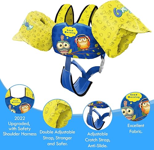 Miniatura 44 de Chriffer Chaleco salvavidas para niños de 22 a 66 libras, flotadores con arnés de hombro y alas de brazo para bebés de 2, 3, 4, 5, 6, 7 años