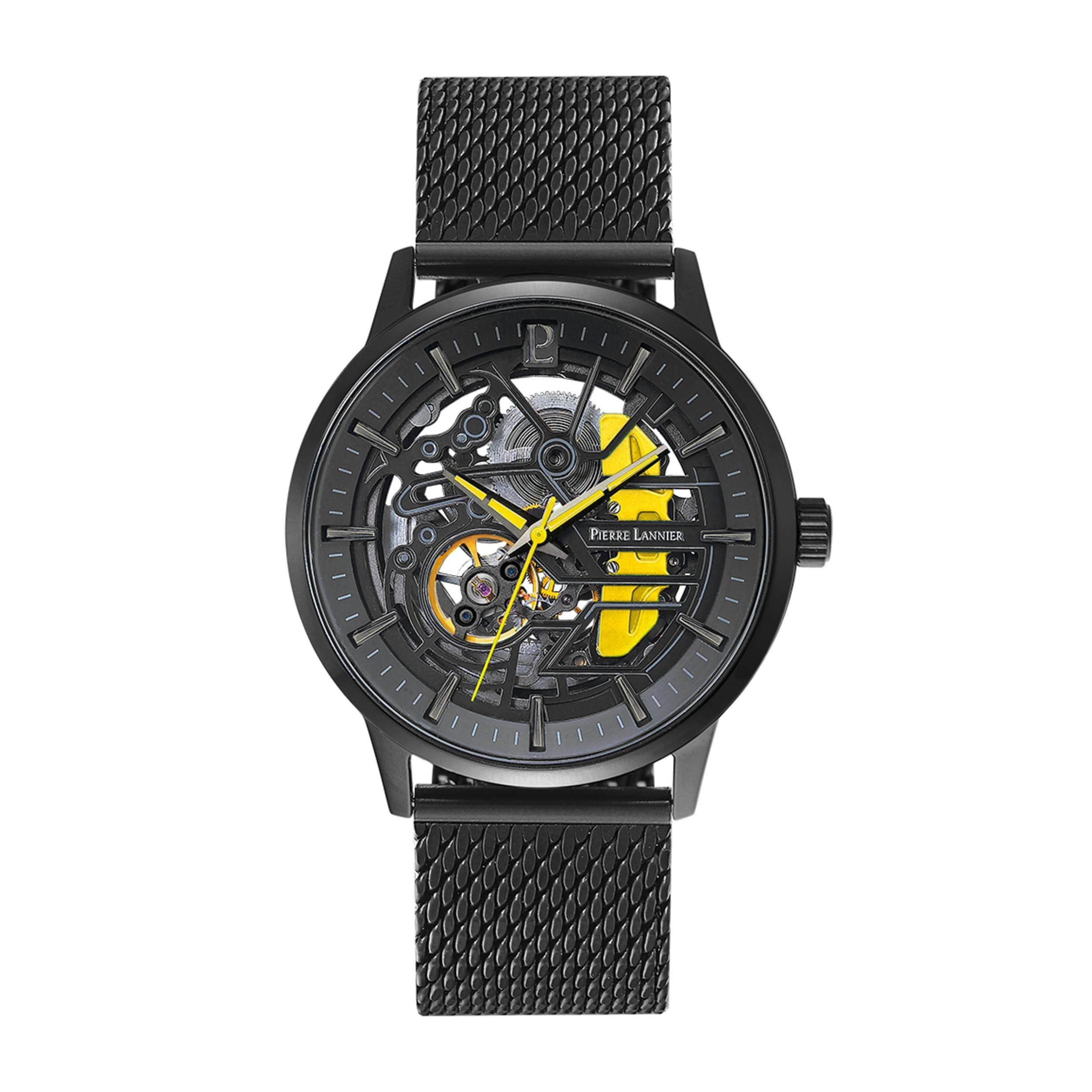 Pierre Lannier - Montre Automatique Paddock - Automatic Mouvement de Montre - Epaisseur du boîtier: 12.3 mm - Largeur du boîtier: 43 mm - Acier Inoxydable - Noir - 5 ATM