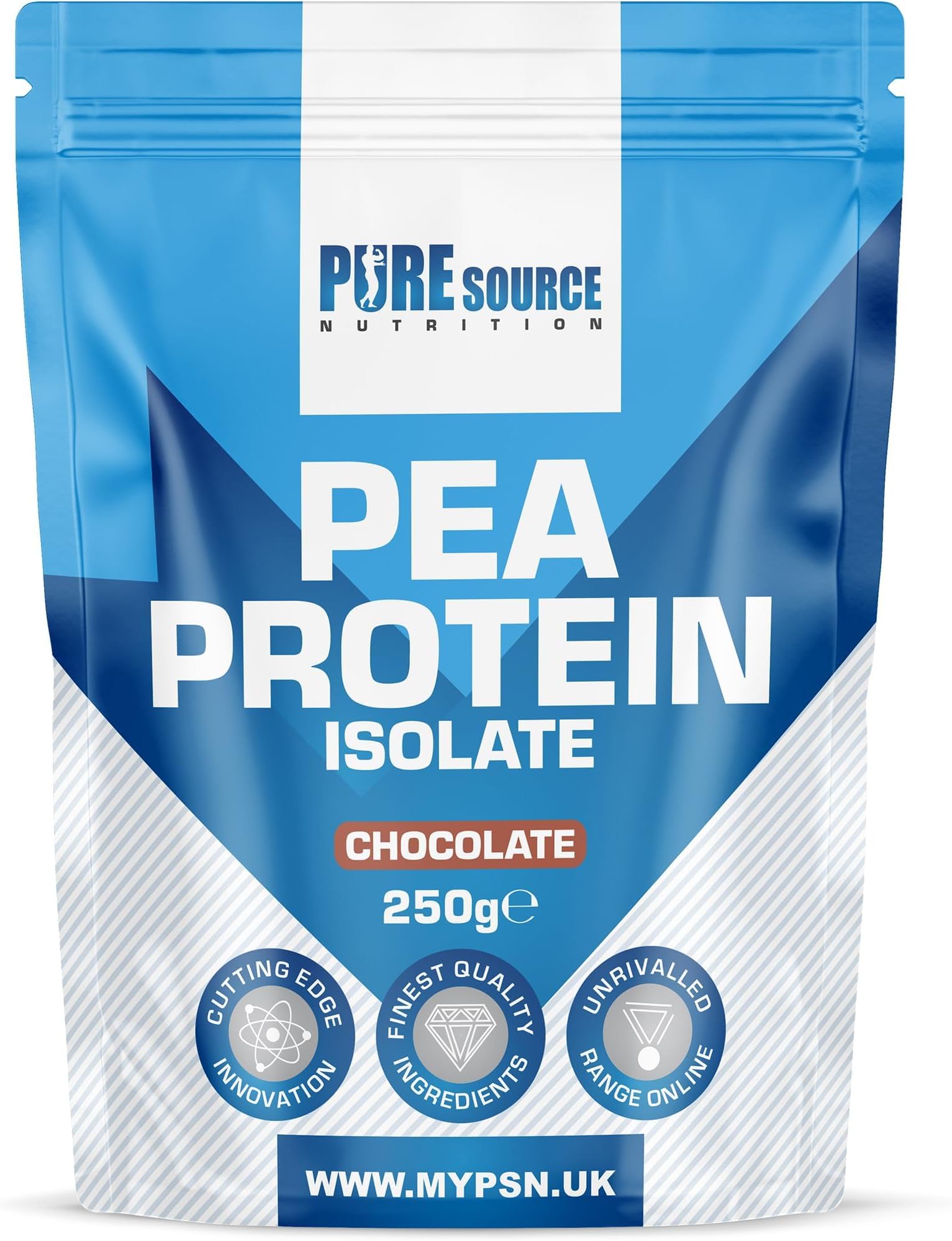 Pure Source Nutrition 100% Vegan Pea Protein Isolate Chocolate Vegetarian Protein Powder Shake for Superfood Supergreens Dairy Free Shakes by PSN