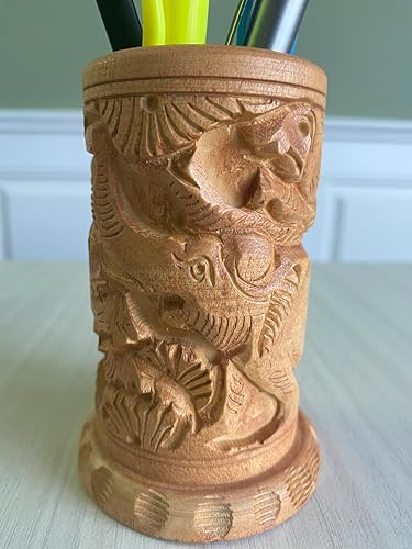 Miniatura 2 de Tamaño tallado de madera sólida hecha a mano antiguo del tenedor de la pluma 4" X 2" pulgadas