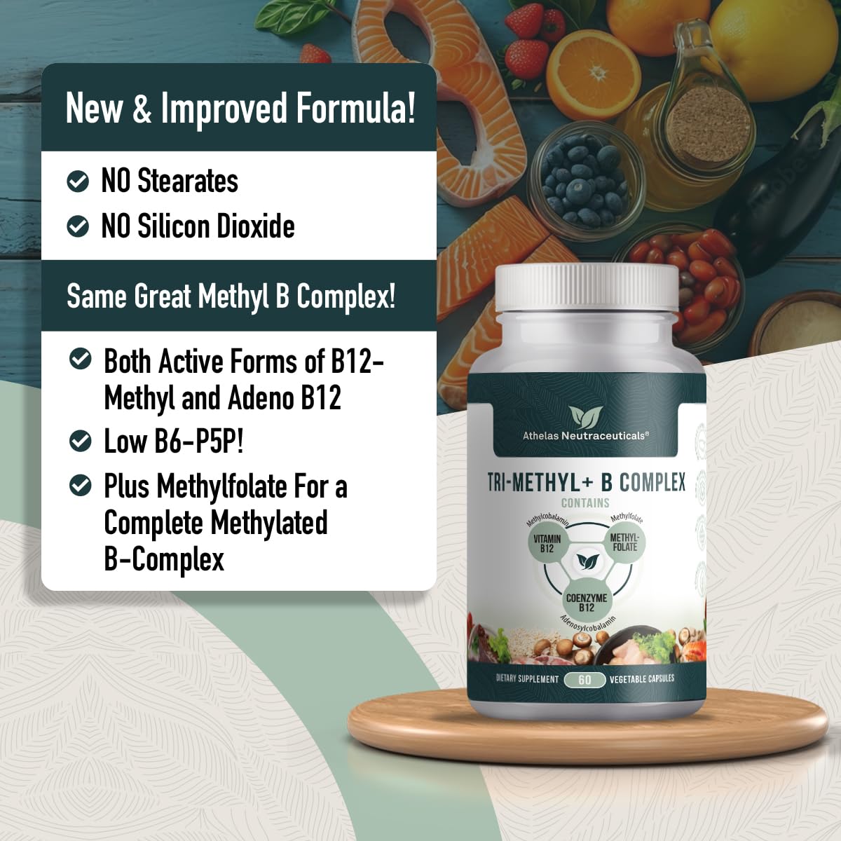 Tri-Methyl+ B Complex Methylated B Vitamins - Full Spectrum Methyl B Complex Vitamin Supplement For MTHFR Support with Active Forms of B12 Methylcobalamin, Adenosylcobalamin, and Methylfolate — Amazon image 2