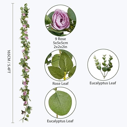Miniatura 6 de Guirnalda de flores artificiales de vid de rosas colgantes, rosas falsas para boda, fiesta de cumpleaños, San Valentín, Navidad, decoración de arco