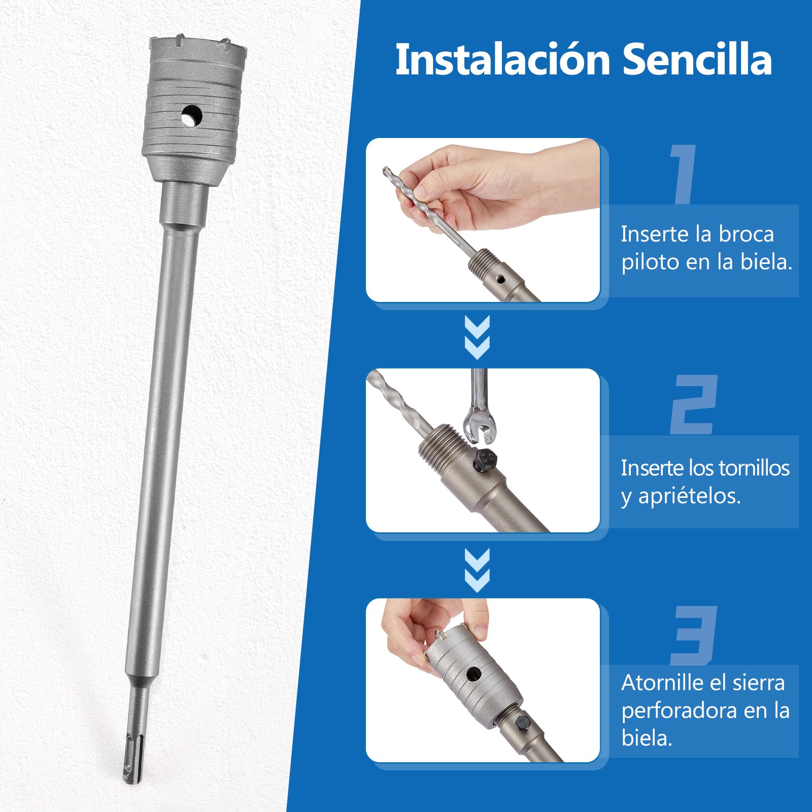 Brocas Hormigón Corona Taladro 68mm 50mm 40mm 30mm Sierra Perforadora SDS Plus 330mm