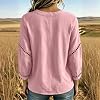 Camisas de gasa con botones para mujer, sueltas, con encaje calado, mangas 3/4, túnicas casuales boho 5