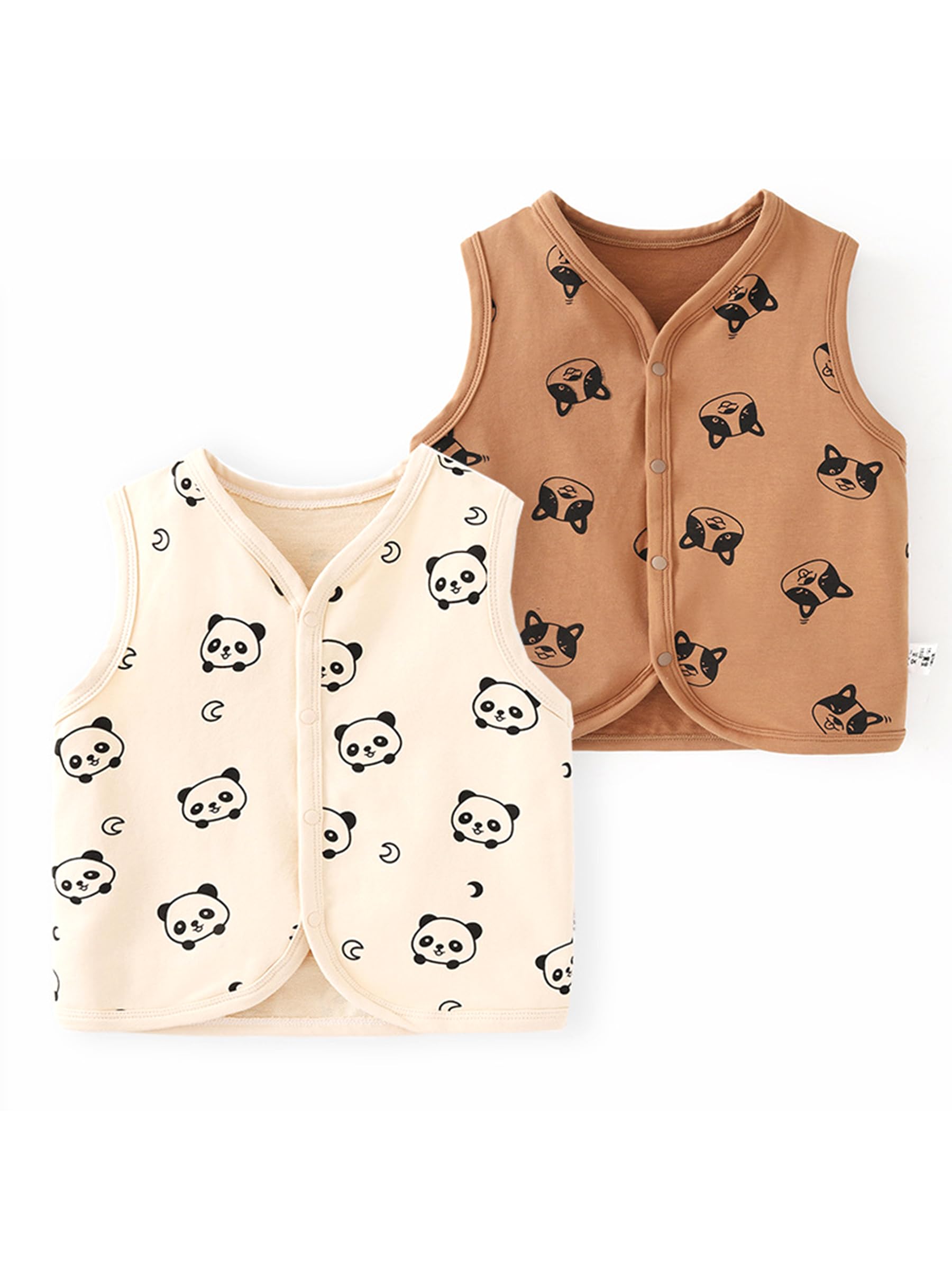 BéBé Enfant Mignon sans Manche Veste Fille Garçon Automne Col en V Motif Bouledogue Gilet Haut 0-5 Ans