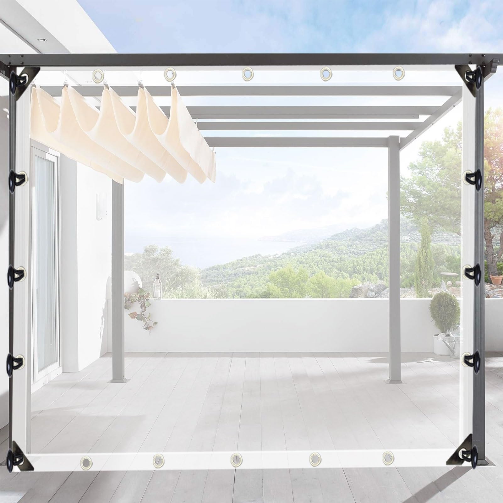 Lona impermeable transparente para goteras en techos y protección de madera contra la lluvia