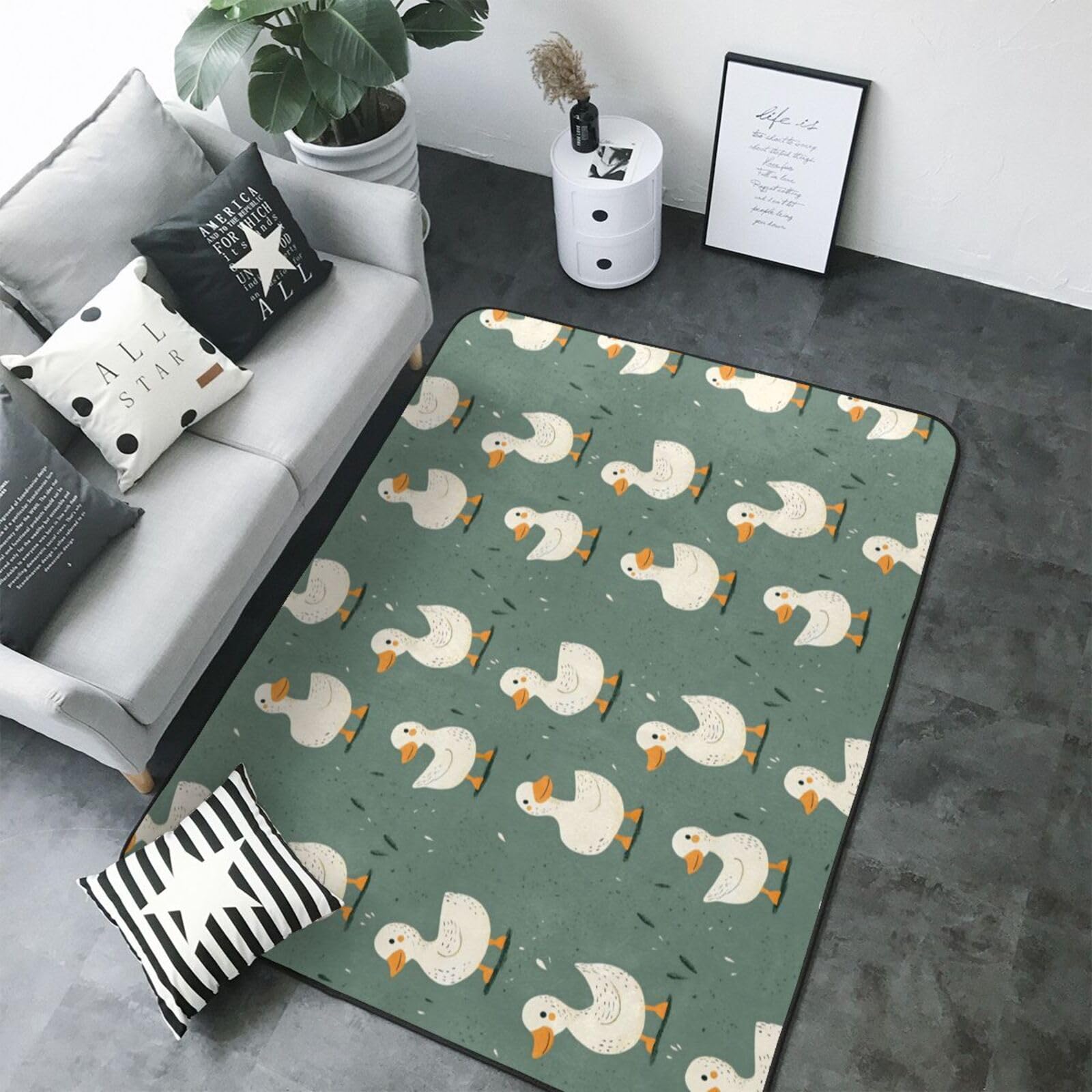 Tapis doux antidérapant pour salle à manger lavable motif canard
