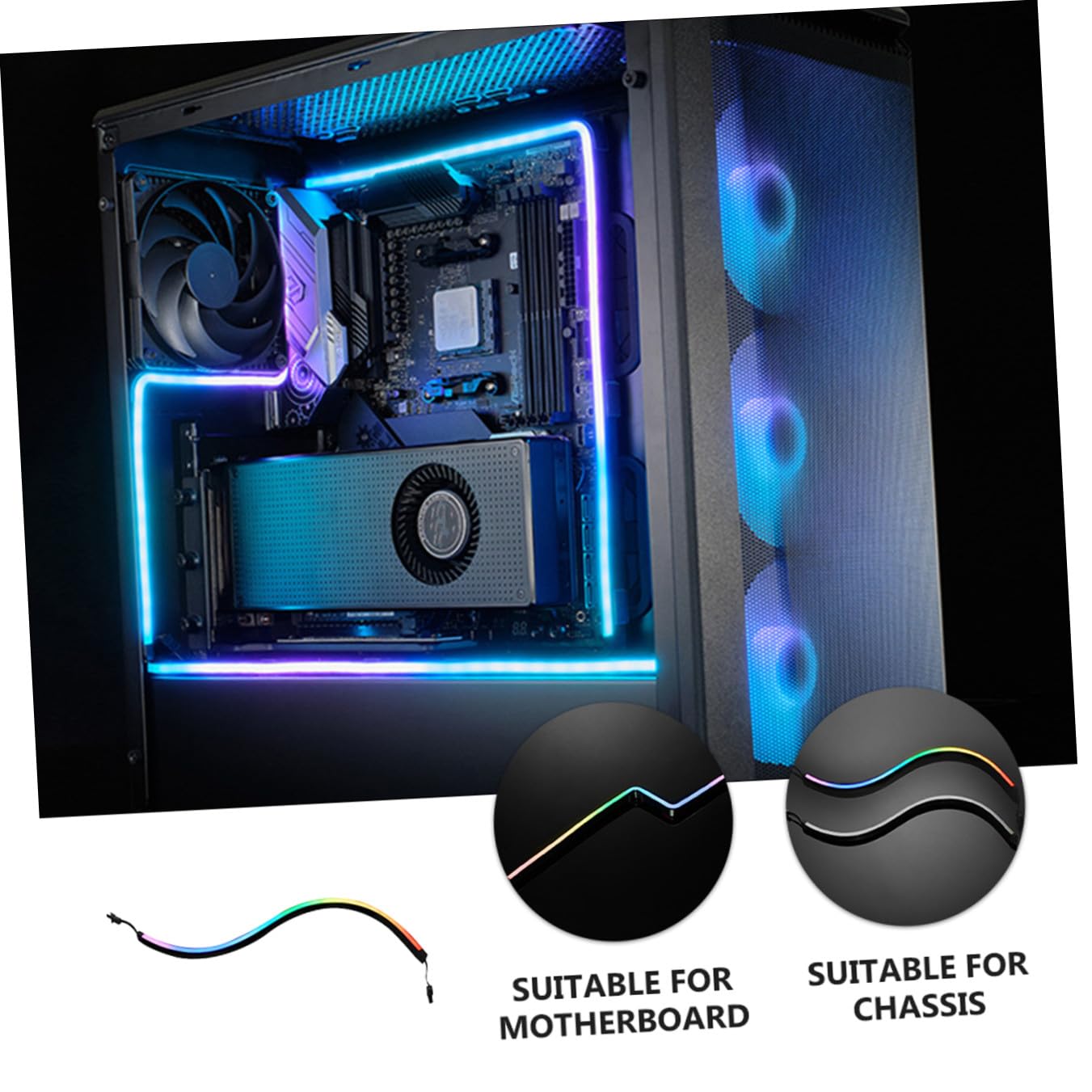 Housoutil Argb Bande Lumineuse pour Boîtier PC 5v, 2 Pièces, 28 LED