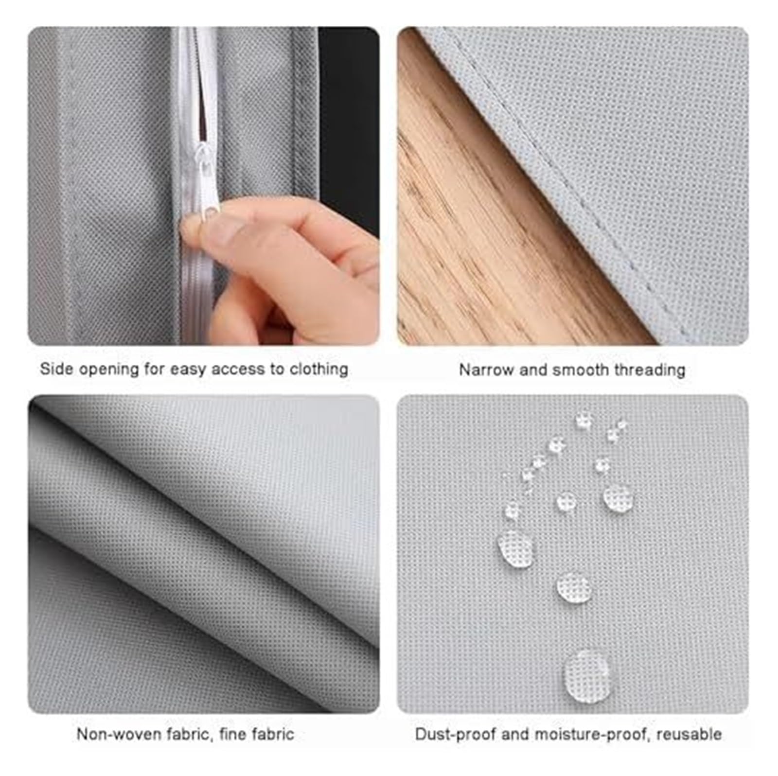 Custodie per Abiti, Custodia Porta Abiti, Borsa porta abiti in tessuto non tessuto traspirante con cerniera laterale, for cappotti, piumini e abiti(Beige)