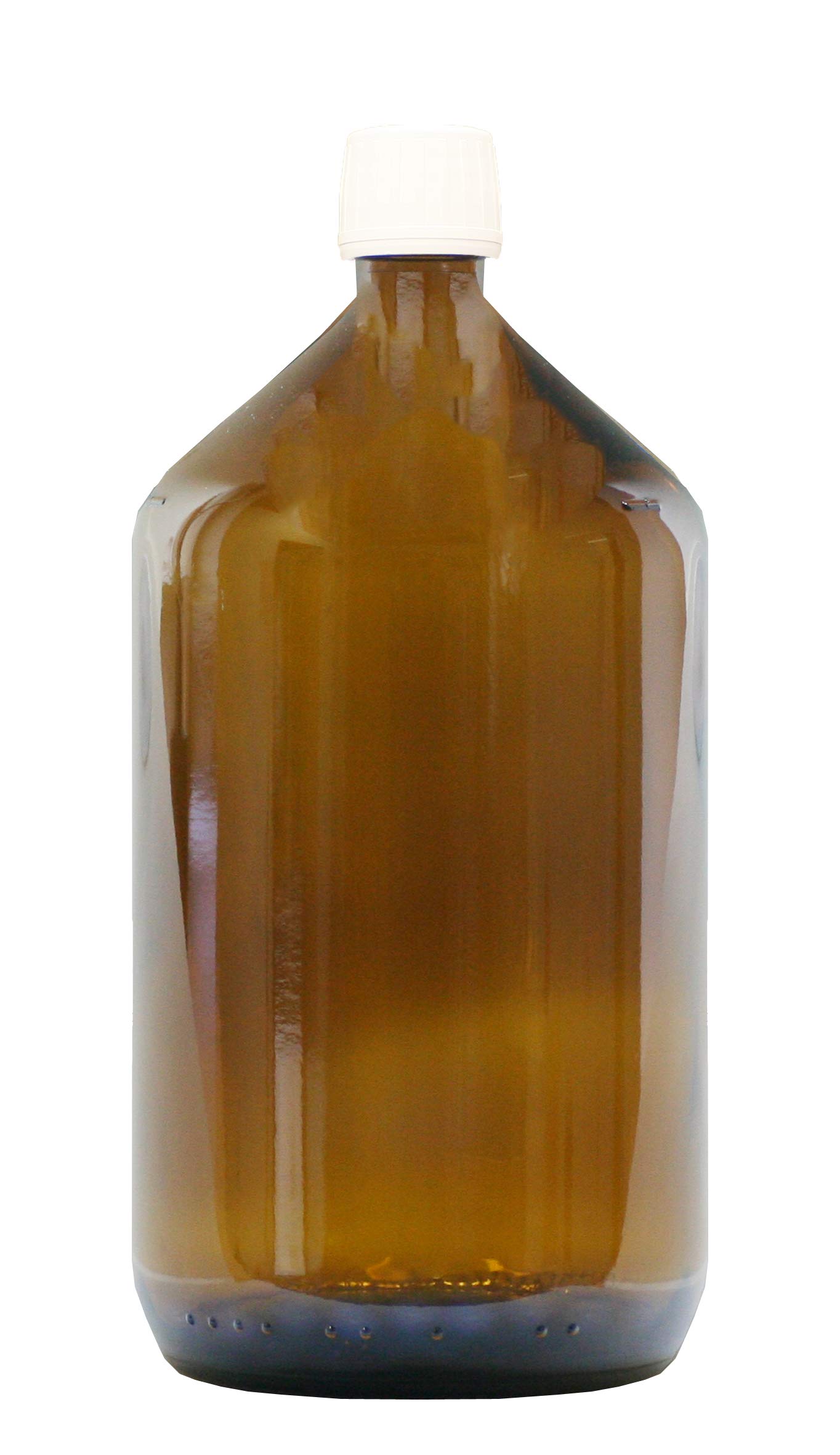 NaturGut Lot de 5 Bouteilles de Pharmacie en Verre Ambré 1 L | Bouchon PP28, Bague Étanche, Qualité Laboratoire, Protection UV
