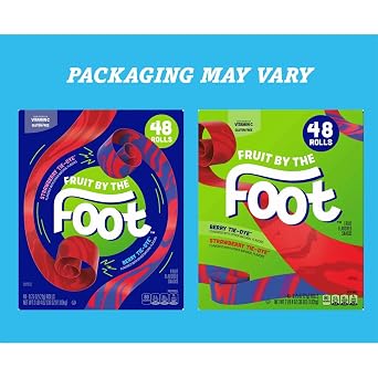 Fruit by the Foot Fruit Flavored Snacks, Berry & Strawberry Tie-Dye Family Pack, 48 Rolls (Pack of 1) Gluten Free, Kids Lunch Box Snacks, Vitamin C Source