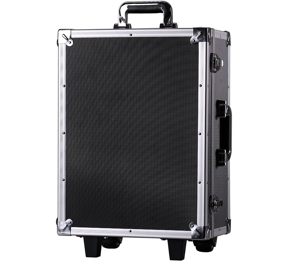 Bory Multi-Function Rolling Aluminum Toolbox Storage Case with Wheels Lift Handle Maintenance Hardware Toolbox Large Capacity Mechanical ToolBox Garage Toys Storage Toolbox Equipment Box Wheels Box485