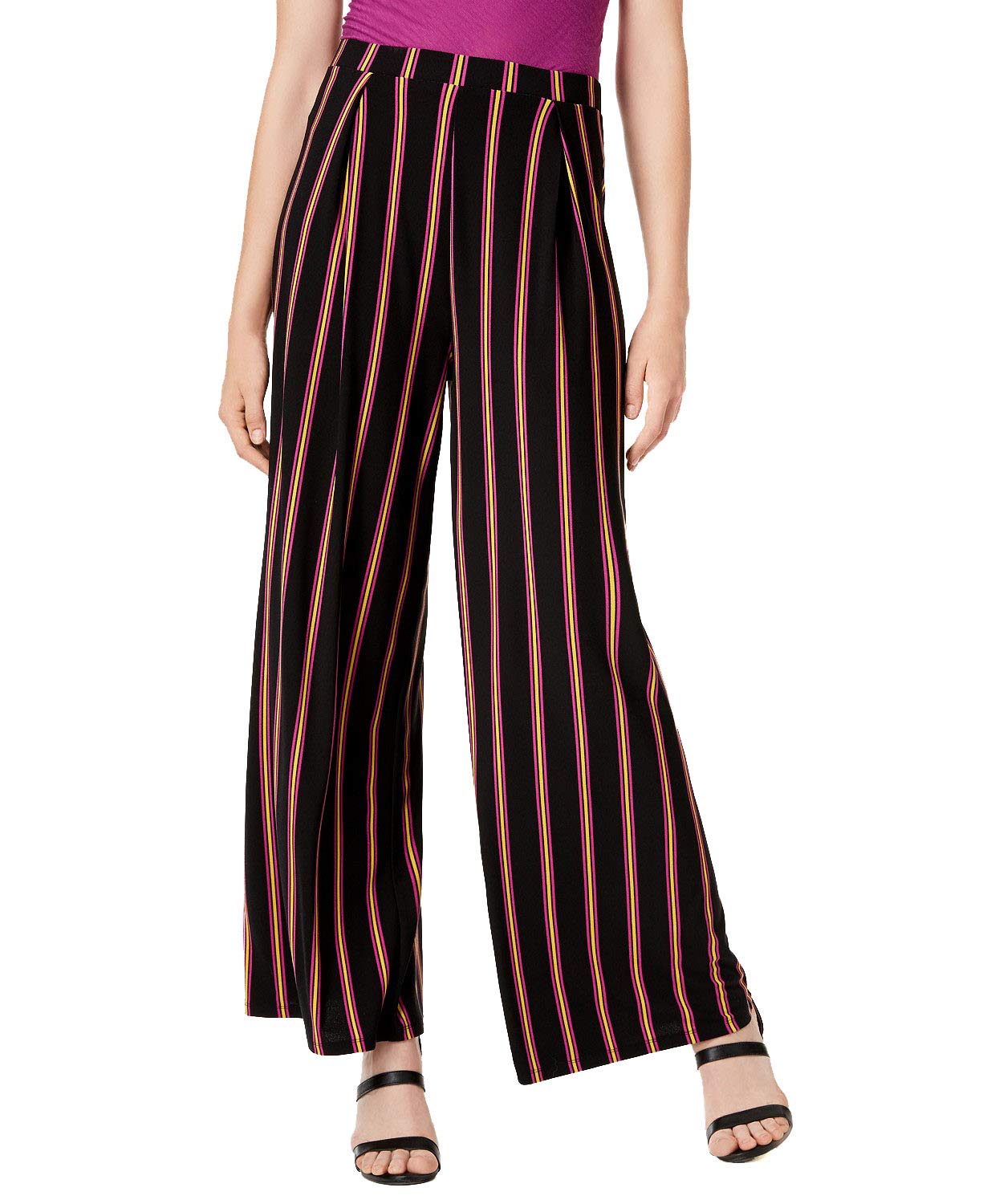 Bar III Striped Wide-Leg Pull-On Pants Margarita M