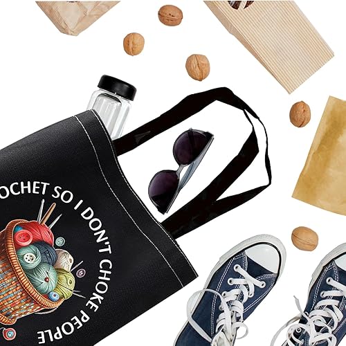 Miniatura 7 de BDPWSS Regalo de ganchillo para el amante del ganchillo Regalo de tejer Regalo I Crochet So I Don't Choke People Save A Life Send Yarn Tote Bag