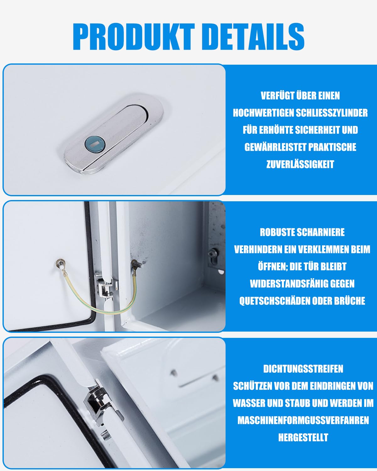 Caja de distribución de acero inoxidable, 40 x 30 x 20 cm, resistente al agua, distribuidor eléctrico montado en la pared exterior, con cerradura estable y junta impermeable