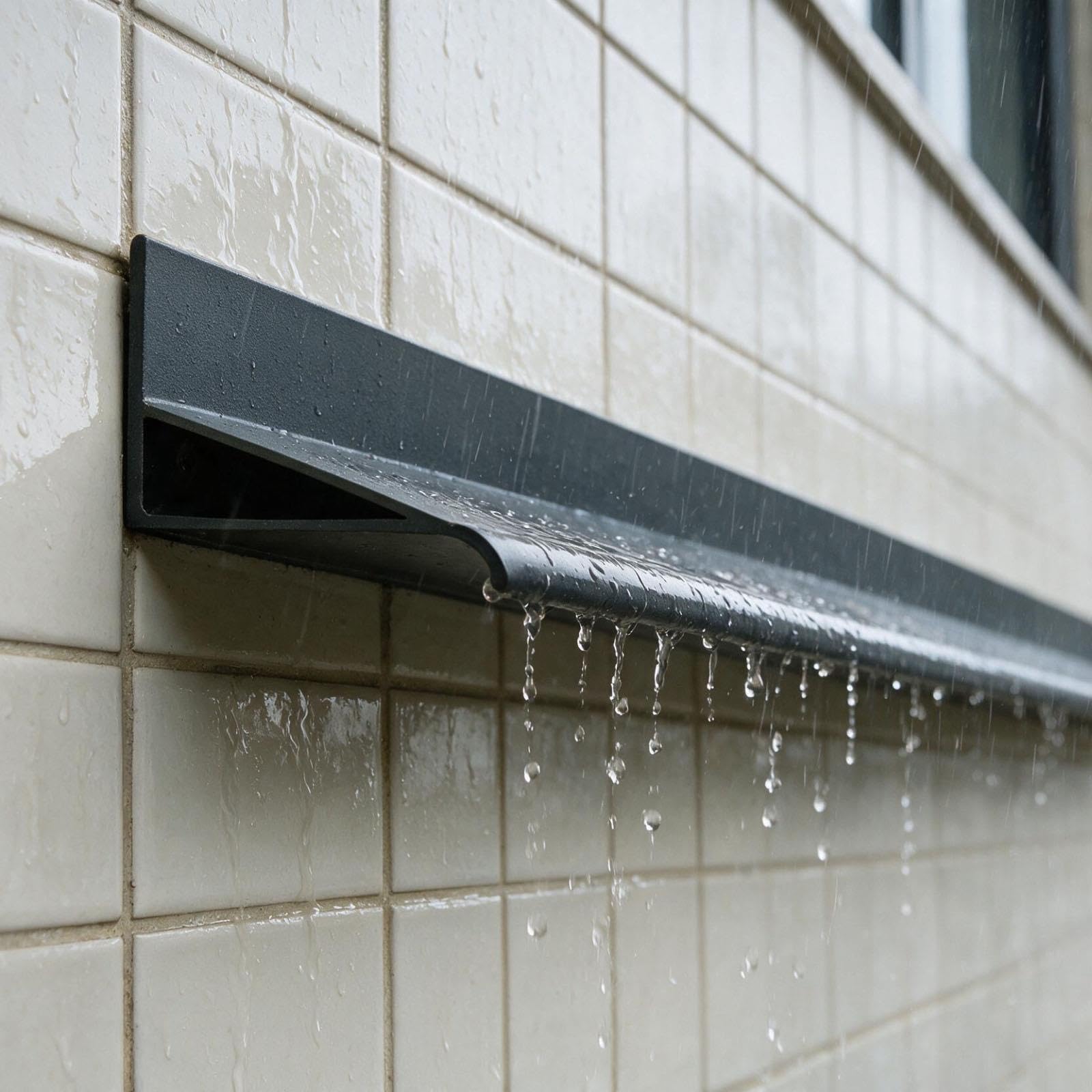 vierteaguas muro exterior Alero De Borde De Goteo Montado En La Pared De 3,5 Cm De Ancho, Tira Moldura De Goteo De Techo Gris Para Borde Superior Ventana(3 pcs,W 3 CM H 2.8 CM L 110 CM)