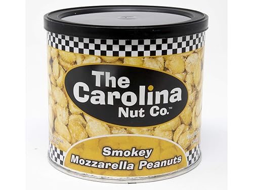 Carolina Nut Co. Cacahuetes tostados a mano en su elección de 8 condimentos diferentes, latas de 312 onzas (mozzarella ahumada)