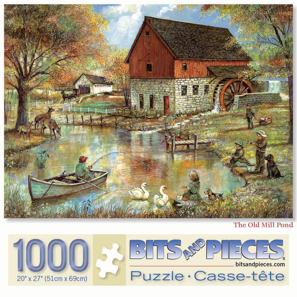 Bits and Pieces - Puzzle da 1000 pezzi, per adulti, 61 x 76 cm, The Old Mill Pond – 1000 pezzi
