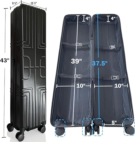 Miniatura 2 de Tamaño interior: 39 pulgadas de largo x 10 pulgadas de ancho x 8 pulgadas de alto, con ruedas y asas para soportes retráctiles (solo estuche de