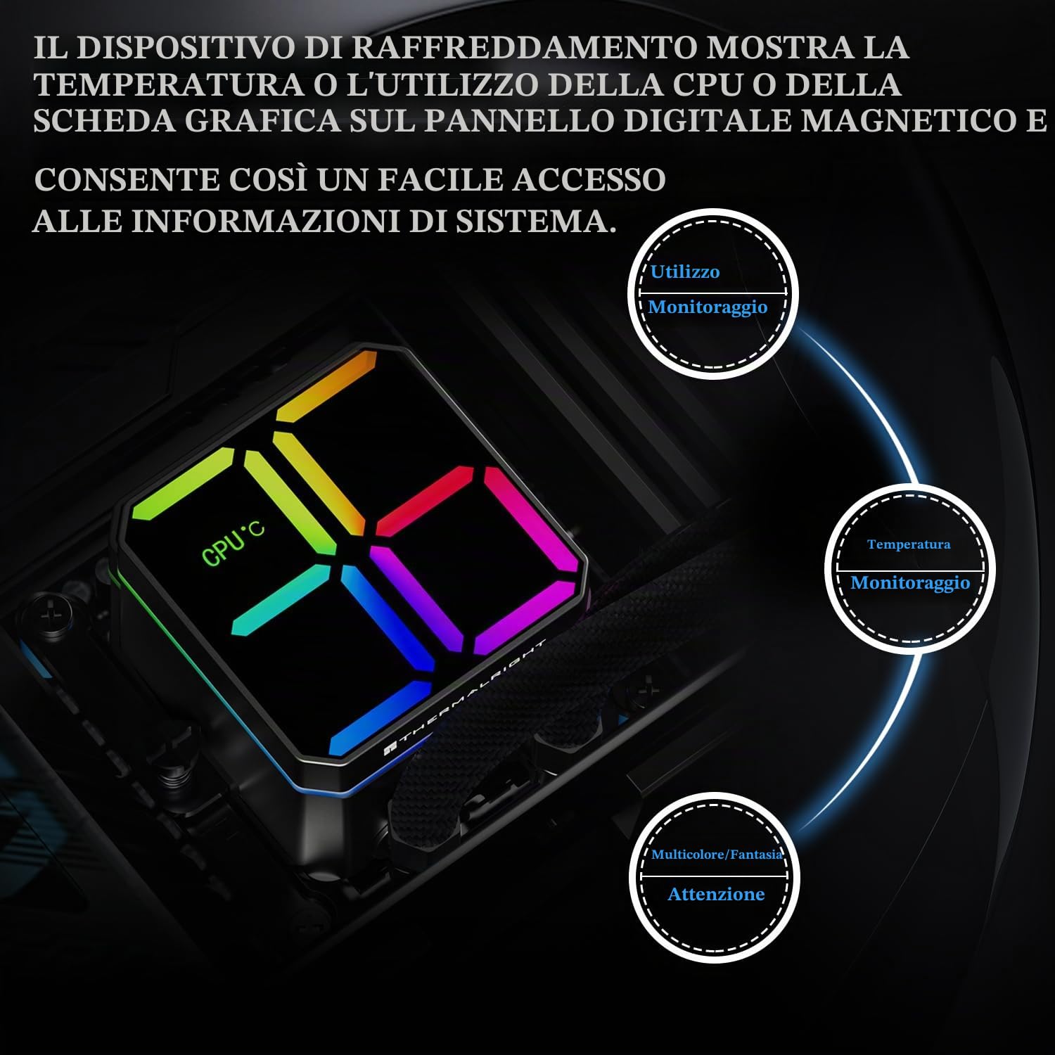 Thermalright Magic Qube 360 ARGB Black - Raffreddatore per CPU 360 Aio, tre ventole TL-M12Q PWM per AM4/AM5, Intel LGA1851/1700/115X/1200