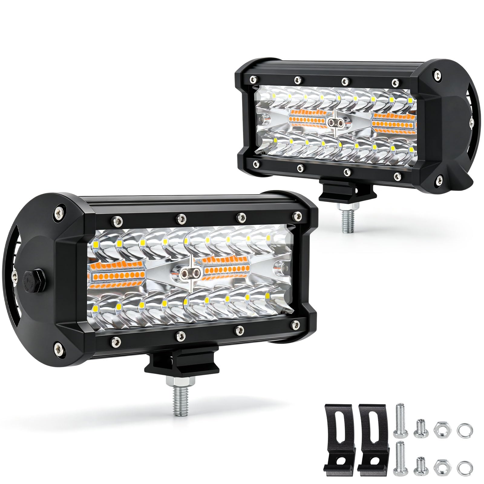 Faro de Trabajo LED Bicolor 3 Modos, 12V-48V 30W, 7 In, Pack de 2