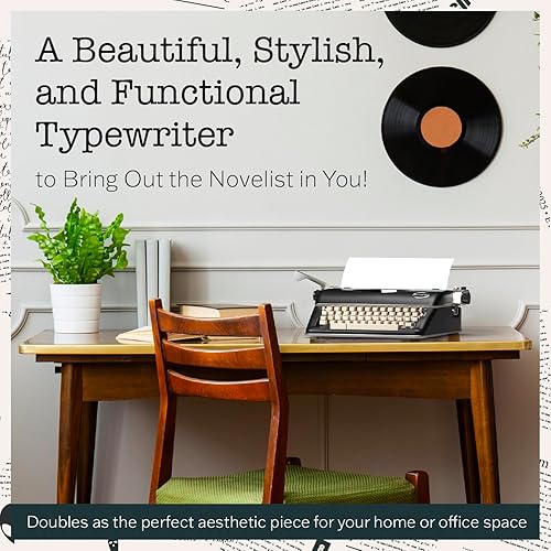 Miniatura 2 de Maplefield Máquina de escribir vintage negra para un flujo nostálgico, máquina de escribir manual, modelo portátil para ubicaciones de escritura